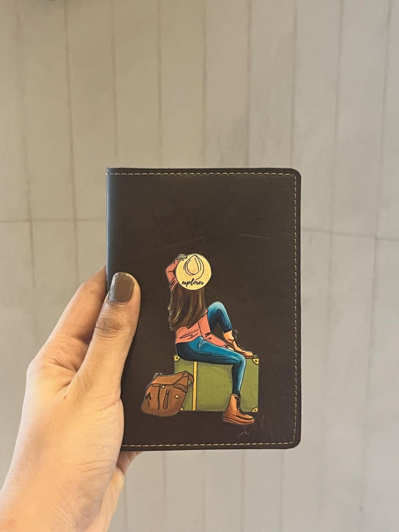 The Messy Corner Vegan Leather Passport Cover for Women | Wanderlust Leather Passport Case | Travel Accessories | Black - Image 3