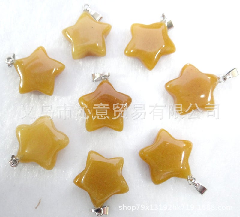 Generic Natural Stone Crystal Agate Pendant Necklace Star Topaz 