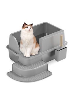Stainless Steel Cat Litter Box with Shovel Thickened Durable Anti-Corrosion Cat Toilet Open Pedal Pet