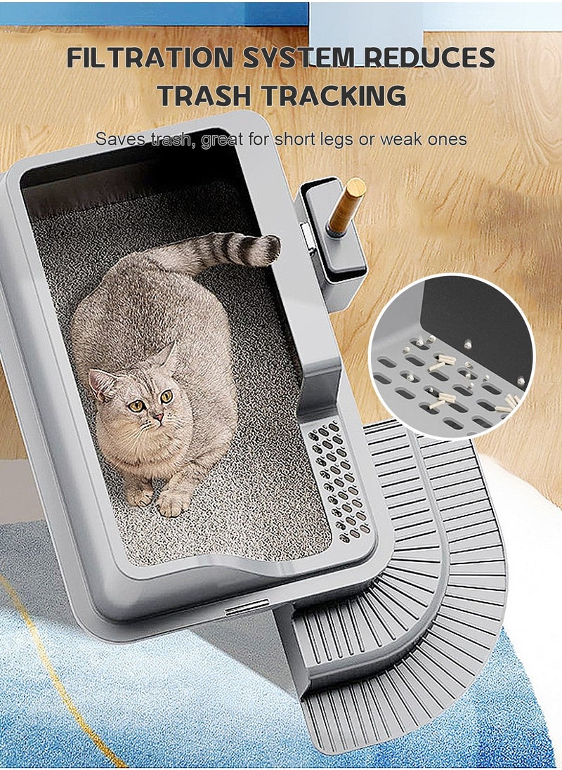 Kidle - Stainless Steel Cat Litter Box with Shovel Thickened Durable Anti-Corrosion Cat Toilet Open Pedal Pet - Image 1