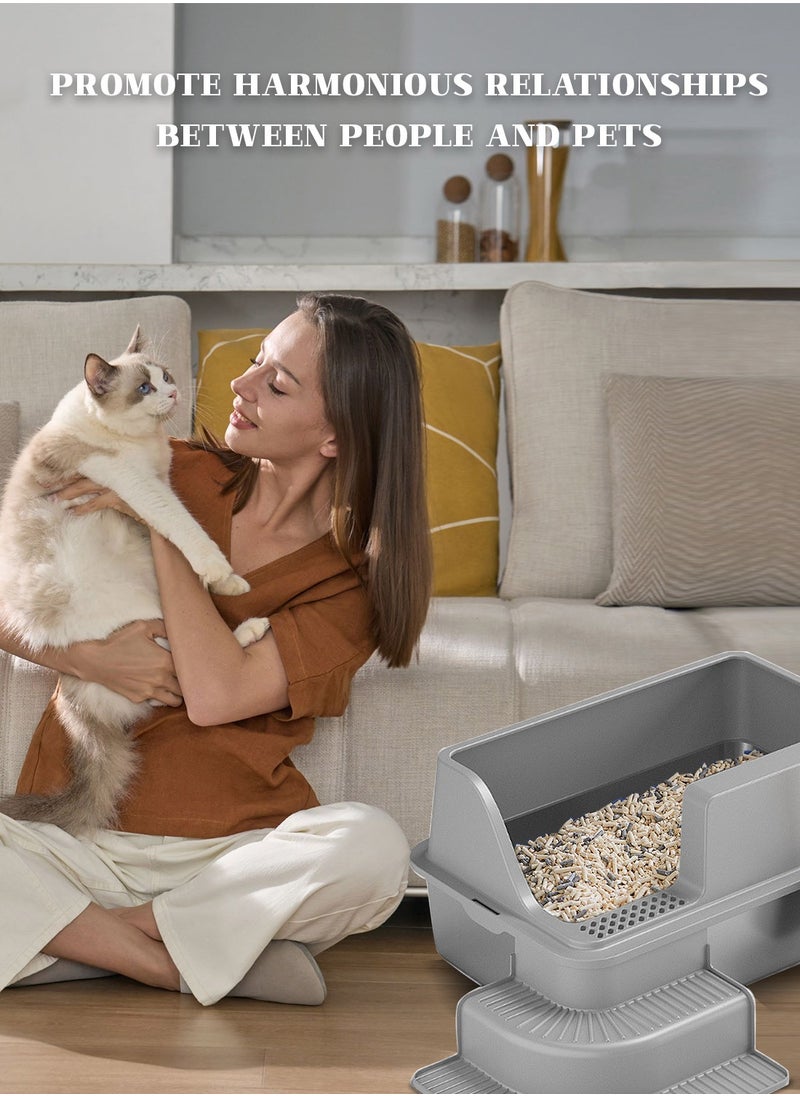 Kidle - Stainless Steel Cat Litter Box with Shovel Thickened Durable Anti-Corrosion Cat Toilet Open Pedal Pet - Image 1