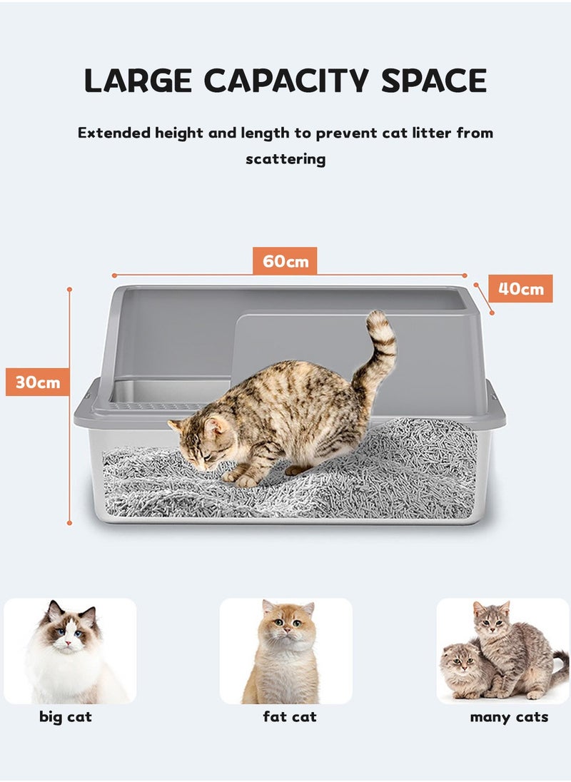 Kidle - Stainless Steel Cat Litter Box with Shovel Thickened Durable Anti-Corrosion Cat Toilet Open Pedal Pet - Image 1