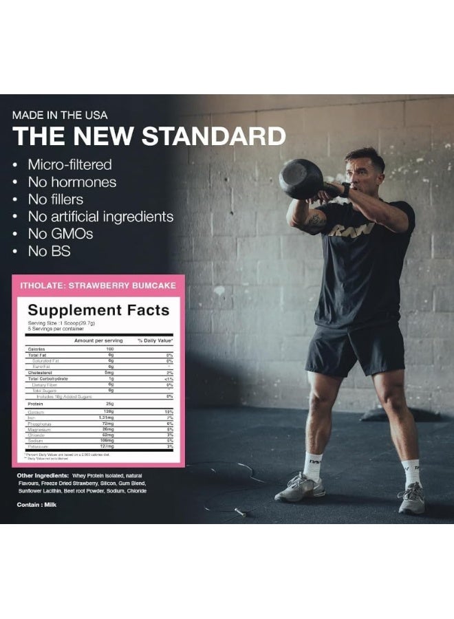 Raw مسحوق بروتين واي معزول خام، نكهة كعكة الفراولة - Image 5
