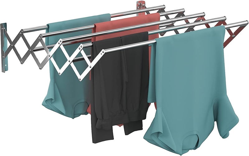 SUNDRY Tuff & Tuff Heavy Duty Stainless Steel Foldable Wall Mounted Cloth Drying Stand for Bathroom/Cloth Dryer Racks for Drying/Towel Stand Size 24 inch (Stainless Steel) - Image 2