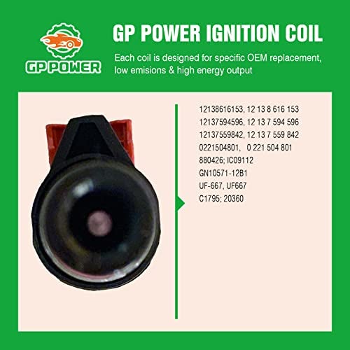 GP POWER IGNITION COIL UF667 12138616153 SET OF 1 COMPATIBLE WITH BMW 1 2 3 4 5 6 7 8 Series X1 X3 X4 X5 X6 X7 MINI R55 R56 N16 N46 N20 N52 N54 N55 N63 S63 N73 L4 L6 V8 V12 E&F Series Chassis - Image 5