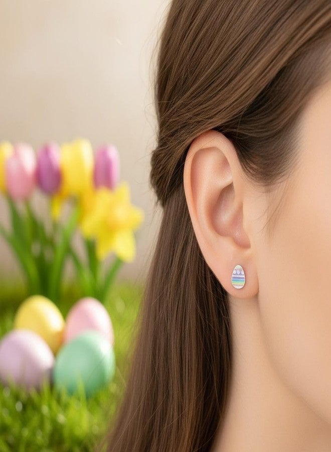 آيسروز أقراط بيض عيد الفصح من الفضة الإسترليني عيار 925 من ICYROSE بألوان الباستيل (مضادة للحساسية وخالية من النيكل) 9673 (منقطة) - Image 3