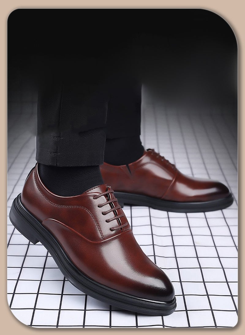 Moovant Men's Leather Shoes, Business Casual Shoes, Flexible Non-Deforming, Comfortable Stylish Travel and Work Shoes, Formal Shoes for Men, Brown  - Image 2