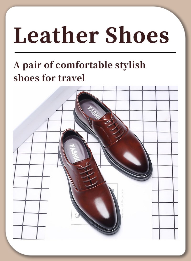 Moovant Men's Leather Shoes, Business Casual Shoes, Flexible Non-Deforming, Comfortable Stylish Travel and Work Shoes, Formal Shoes for Men, Brown  - Image 4