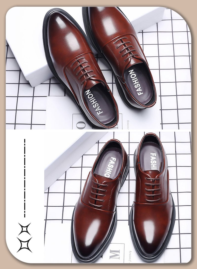 Moovant Men's Leather Shoes, Business Casual Shoes, Flexible Non-Deforming, Comfortable Stylish Travel and Work Shoes, Formal Shoes for Men, Brown  - Image 5