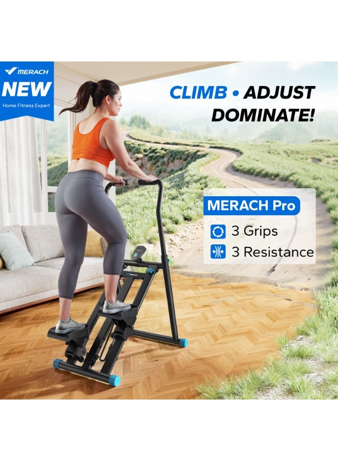 ميراتش جهاز صعود الدرج ميراش لممارسة التمارين الرياضية في صالة الألعاب الرياضية المنزلية، إصدار جديد من جهاز ستيرماستر لتمرين كامل الجسم، جهاز صغير الحجم قابل للطي لتسلق الدرج مع نطاق خطوات ممتد، مقود/دواسة قابلة للتعديل - Image 2