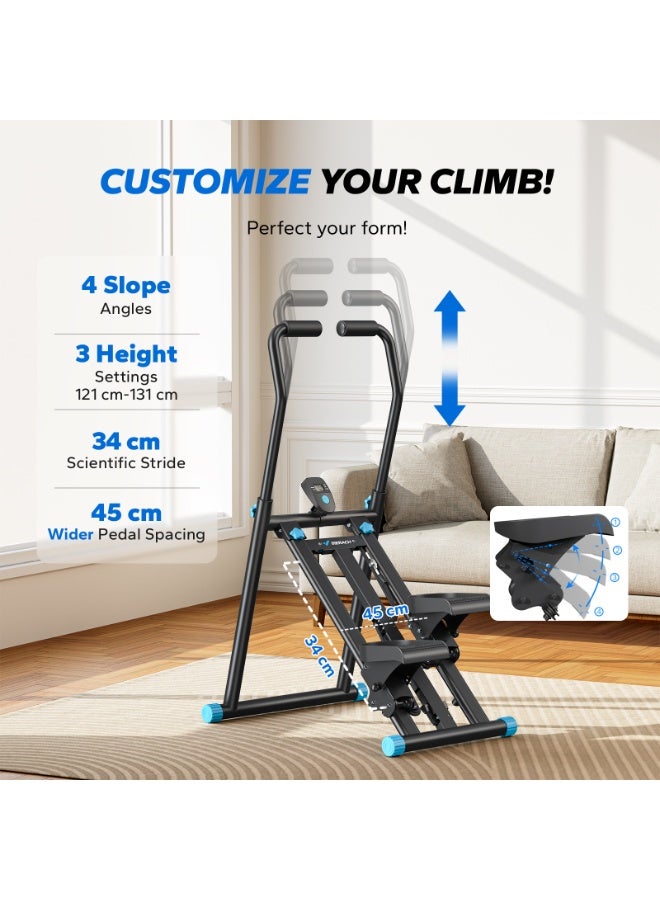 ميراتش جهاز صعود الدرج ميراش لممارسة التمارين الرياضية في صالة الألعاب الرياضية المنزلية، إصدار جديد من جهاز ستيرماستر لتمرين كامل الجسم، جهاز صغير الحجم قابل للطي لتسلق الدرج مع نطاق خطوات ممتد، مقود/دواسة قابلة للتعديل - Image 4