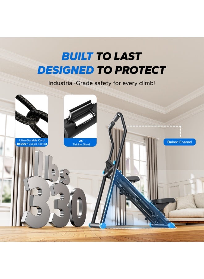 ميراتش جهاز صعود الدرج ميراش لممارسة التمارين الرياضية في صالة الألعاب الرياضية المنزلية، إصدار جديد من جهاز ستيرماستر لتمرين كامل الجسم، جهاز صغير الحجم قابل للطي لتسلق الدرج مع نطاق خطوات ممتد، مقود/دواسة قابلة للتعديل - Image 5