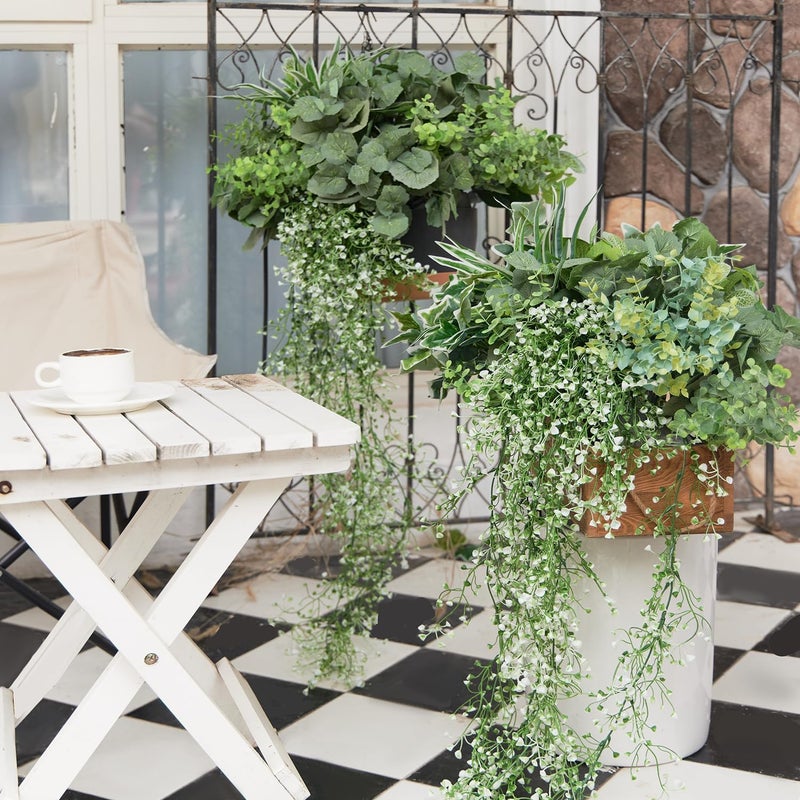 Clycaloor 19Pcs Outdoor Artificial Boxwood UV Resistant Fake Stems Plants, Faux Plastic Greenery for Indoor Outside Hanging Plants Garden Porch Window Box Home Wedding Farmhouse DÃ©cor - Image 3