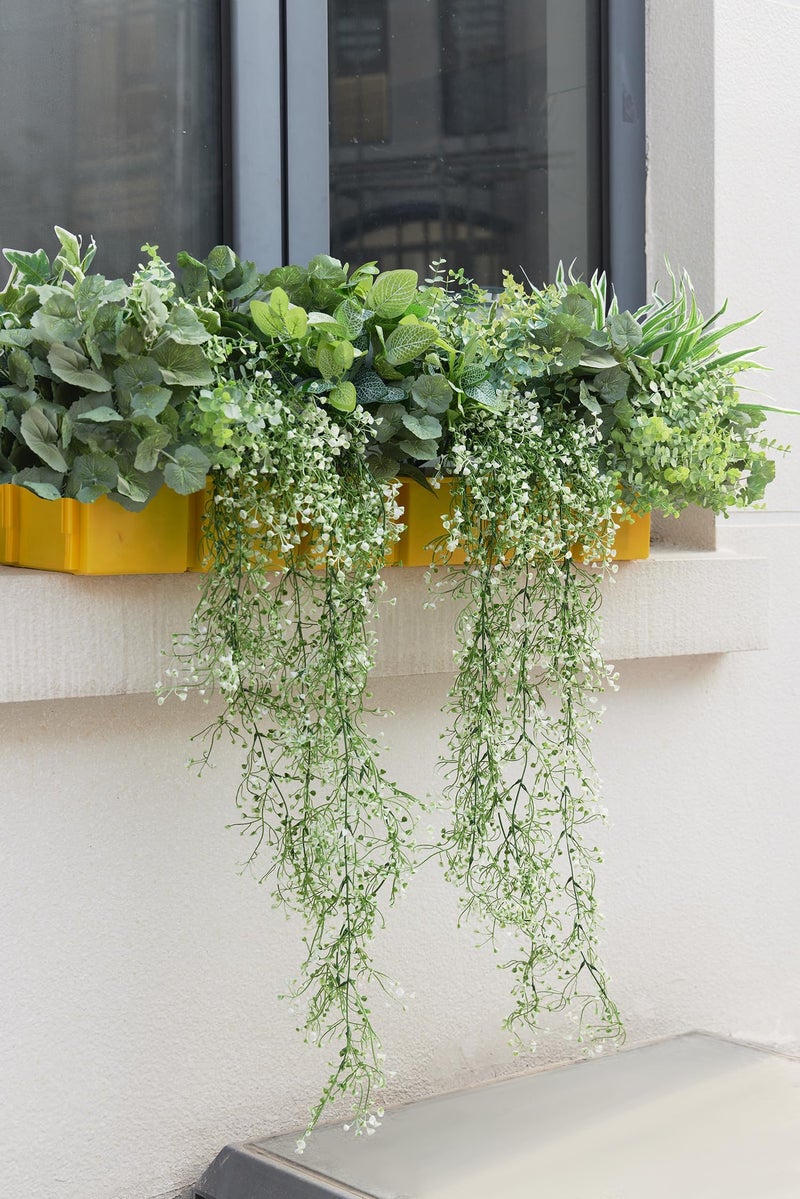 Clycaloor 19Pcs Outdoor Artificial Boxwood UV Resistant Fake Stems Plants, Faux Plastic Greenery for Indoor Outside Hanging Plants Garden Porch Window Box Home Wedding Farmhouse DÃ©cor - Image 4
