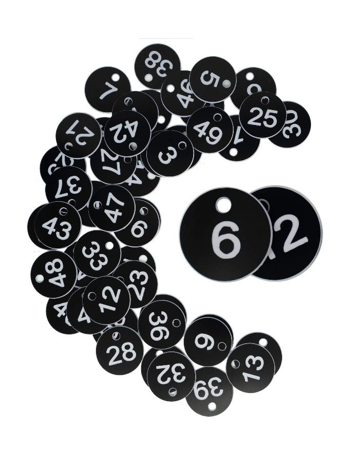 Generic Plastic ID Number Tags, Engraved Tags Key Tags Without Key Rings for Locker Dorm Hotel Bar Restaurant Club Restaurant Table Numbers (1-50, Black)  - Image 1