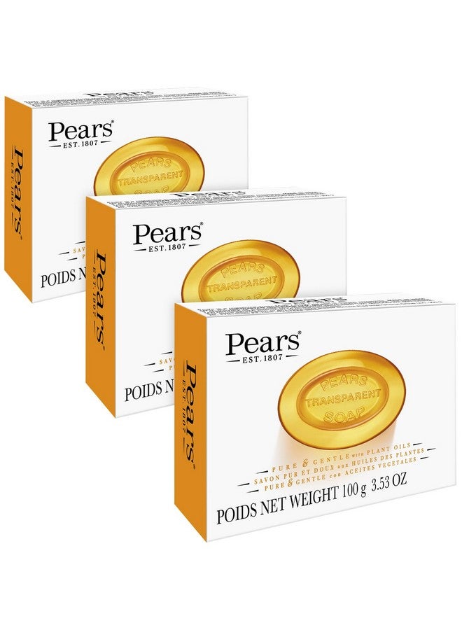 Pears Soap, Face & Body Soap, Amber - Pure & Gentle Transparent Bar Soap, Moisturizing Glycerin Soap With Natural Oils For Pampered, Glowing Skin, 3.53 Oz (Pack Of 3) - Image 1