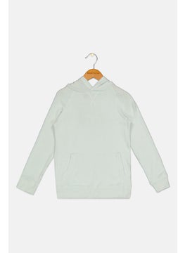 Rumi + Ryder Kids Girls Hooded Long Sleeve Plain Hoodie, Mint Green  - Image 1
