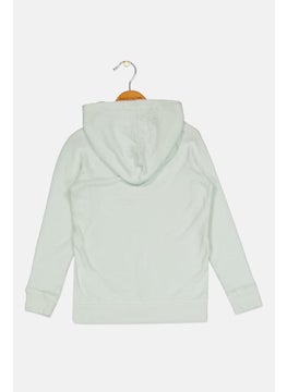 Rumi + Ryder Kids Girls Hooded Long Sleeve Plain Hoodie, Mint Green  - Image 2