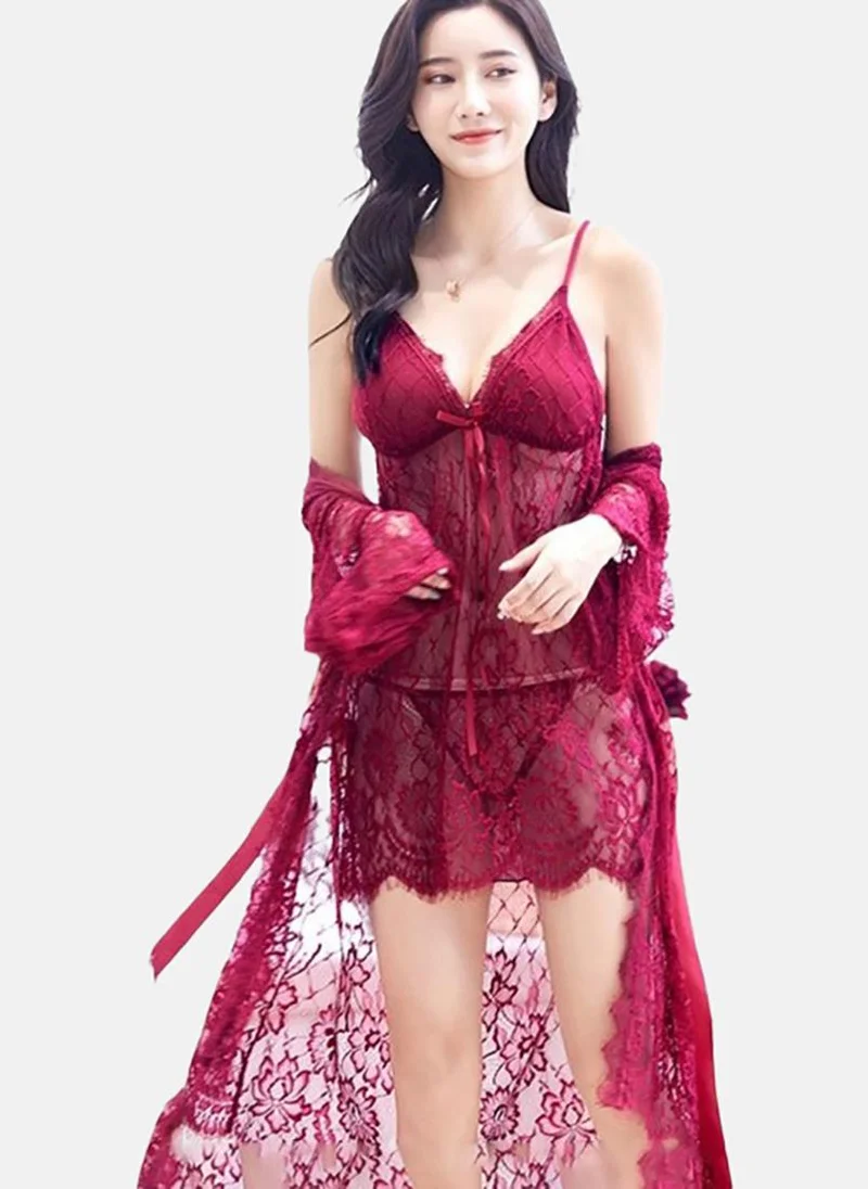 YUNIQEE Maroon Solid Babydoll