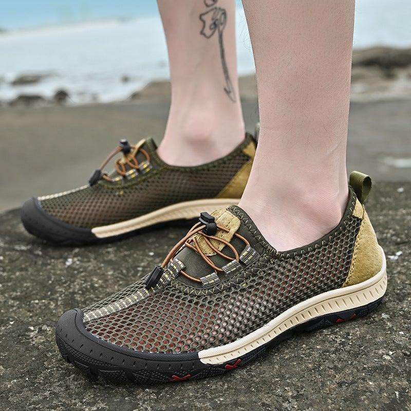 2024 Summer Breathable Hollow Mesh Shoes 48 Plus Size Simple Fashionable Low-Cut Casual Men'S Shoes Non-Slip Sandals Lace-Up - Image 2