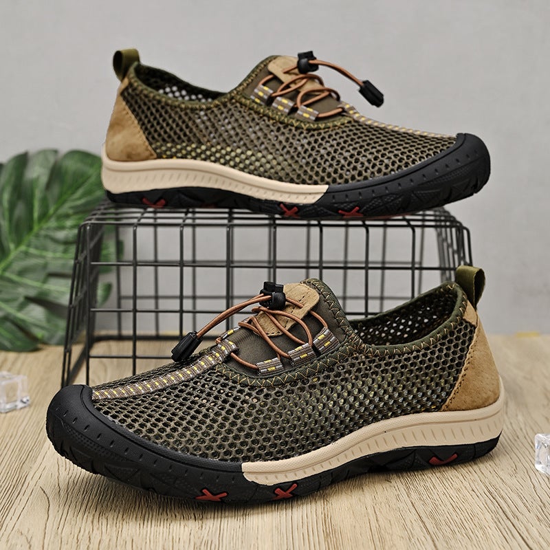 2024 Summer Breathable Hollow Mesh Shoes 48 Plus Size Simple Fashionable Low-Cut Casual Men'S Shoes Non-Slip Sandals Lace-Up - Image 4
