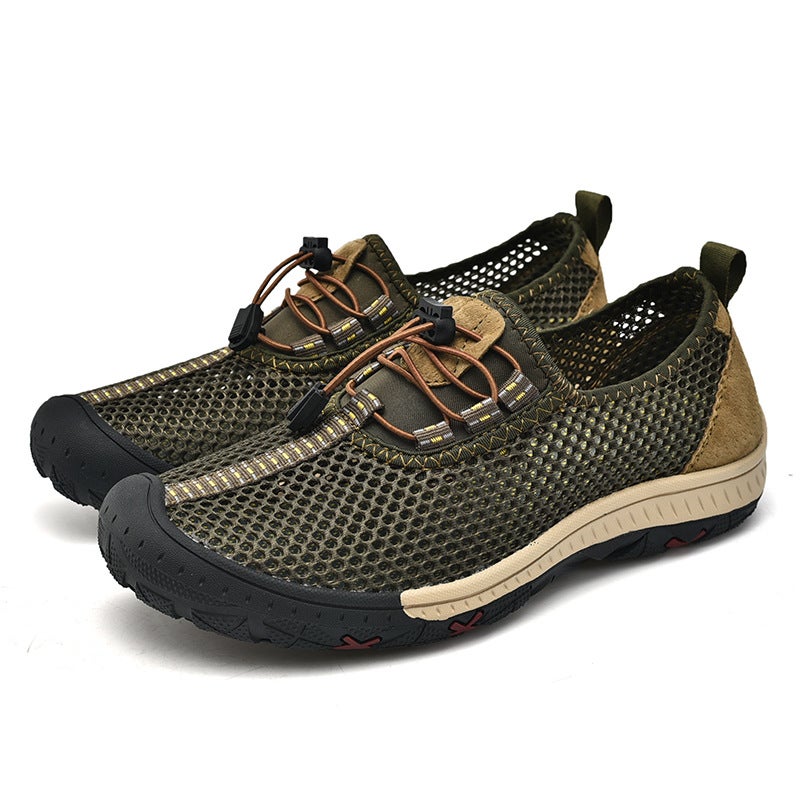2024 Summer Breathable Hollow Mesh Shoes 48 Plus Size Simple Fashionable Low-Cut Casual Men'S Shoes Non-Slip Sandals Lace-Up - Image 1