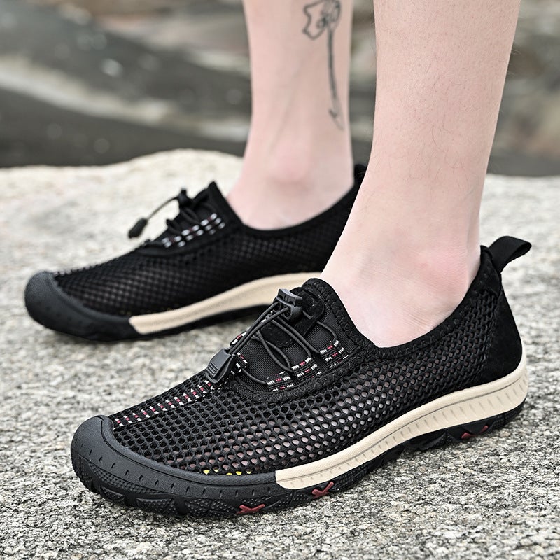 2024 Summer Breathable Hollow Mesh Shoes 48 Plus Size Simple Fashionable Low-Cut Casual Men'S Shoes Non-Slip Sandals Lace-Up - Image 5
