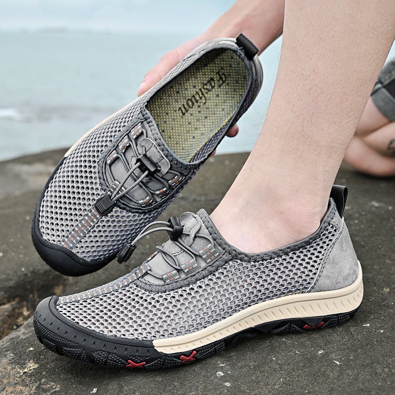 2024 Summer Breathable Hollow Mesh Shoes 48 Plus Size Simple Fashionable Low-Cut Casual Men'S Shoes Non-Slip Sandals Lace-Up - Image 3
