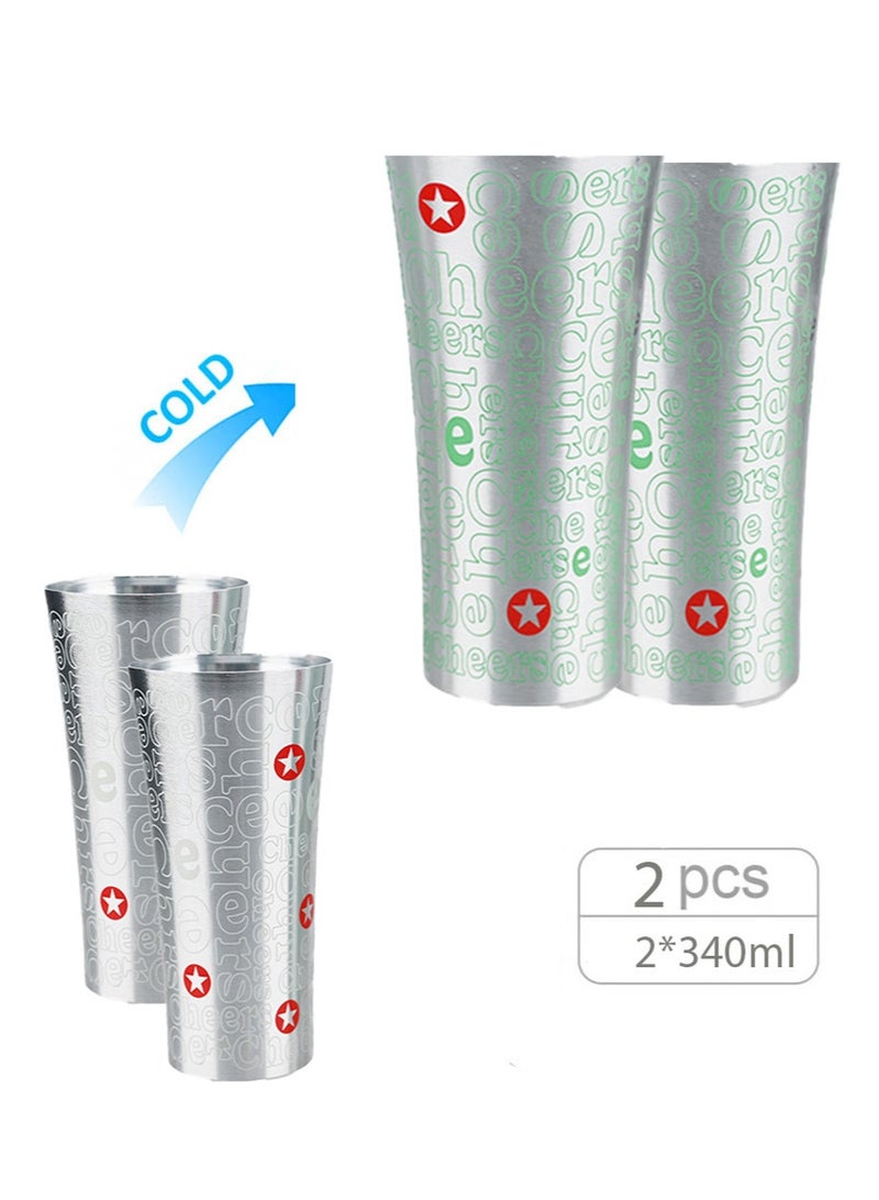 إزدنك كوب ألومنيوم متغير اللون من قطعتين، يتغير لون المعدن عند البرودة، كوب ألومنيوم سعة 340 مل، كوب مشروبات قهوة مثلجة قابل لإعادة الاستخدام - Image 1