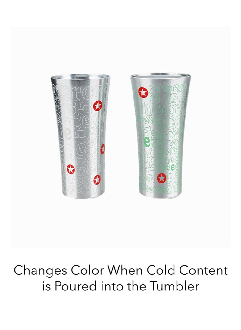 إزدنك كوب ألومنيوم متغير اللون من قطعتين، يتغير لون المعدن عند البرودة، كوب ألومنيوم سعة 340 مل، كوب مشروبات قهوة مثلجة قابل لإعادة الاستخدام - Image 3