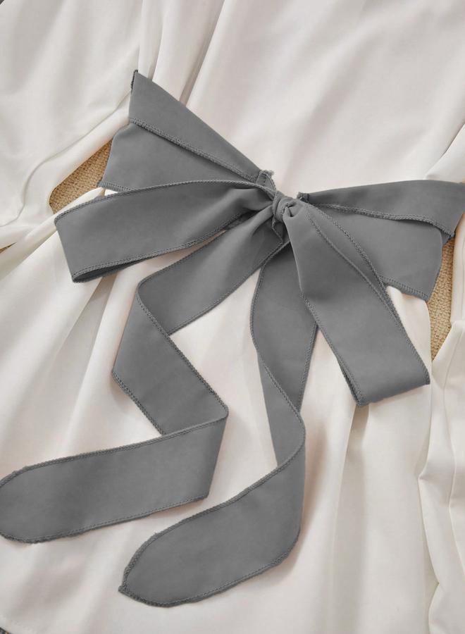 تايك تو بلوزة مزينة بنمط كتل الألوان مع تفاصيل عقدة - Image 3