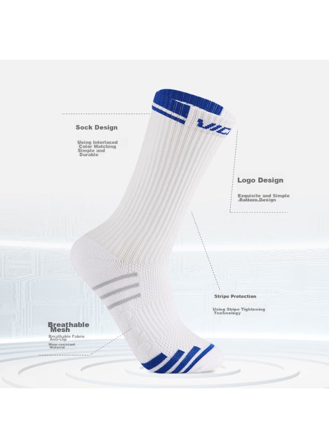 Vicleo Soccer Socks Mid-calf Socks For Men, Women, Adults And Children, Compeion Thickened Non-slip Terry Bottom Sports Socks 6803-1 White S - Image 2