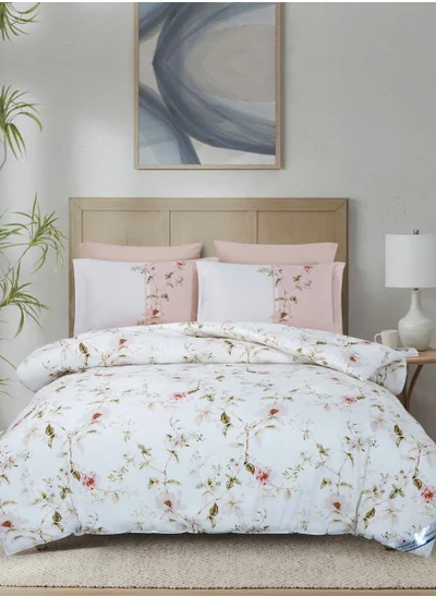 Donetella Printed Comforter Set 4-Pcs Single Size All Season Single Bed Fits(120 X 200 Cm)Bedding Set With Removable Filler And Down Alternative Filling, White Rock