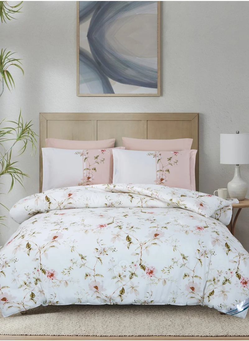Donetella Printed Comforter Set 4-Pcs Single Size All Season Single Bed Fits(120 X 200 Cm)Bedding Set With Removable Filler And Down Alternative Filling, White Rock