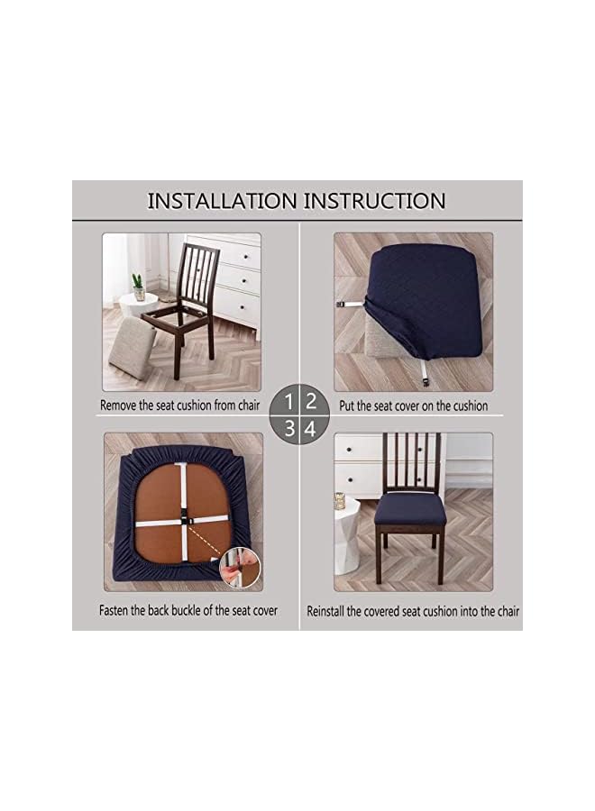 Green Tiger Seat Covers for Dining Room Chairs Stretch Chair Seat Covers Set of 6, Removable Washable Upholstered Chair Seat Protector Cushion Slipcovers for Kitchen, Office (6pcs, Beige) - Image 3