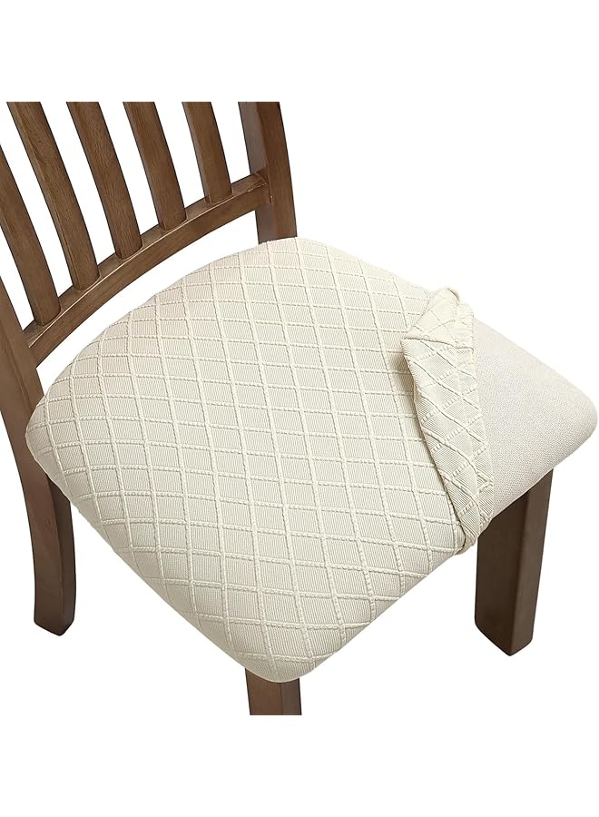 Green Tiger Seat Covers for Dining Room Chairs Stretch Chair Seat Covers Set of 6, Removable Washable Upholstered Chair Seat Protector Cushion Slipcovers for Kitchen, Office (6pcs, Beige) - Image 1