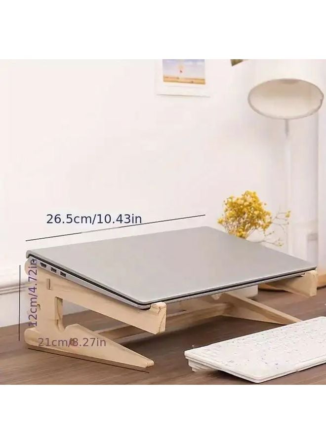 Log Wood Ergonomic Laptop Stand Adjustable Height Angle For 10 13 Inch Laptops - Image 1