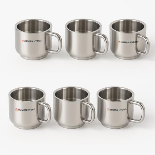 Human Hydro Premium Large Stainless Steel Tea Cups Set of 6 | 130ml Each | Unbreakable Chai Glass | Reusable & Rust-Free | Traditional Indian Style Steel Cups for Hot Beverages - Image 1