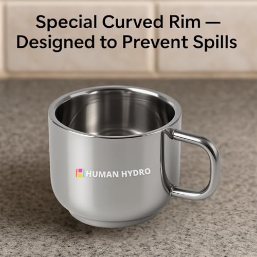 Human Hydro Premium Large Stainless Steel Tea Cups Set of 6 | 130ml Each | Unbreakable Chai Glass | Reusable & Rust-Free | Traditional Indian Style Steel Cups for Hot Beverages - Image 4