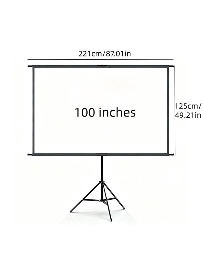 100-Inch 16:9 Portable Foldable Projection Screen, With A Stand And No Wrinkles, Milk Silk Projection Cloth, Home High-Definition 4K Projection Screen (Wall-Mounted And Rack-Mounted), Suitable For Mobile Outdoor, Living Room, Bedroom, Home Theater And Office Presentation - Image 2