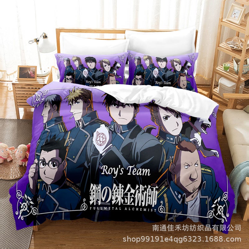 Cartoon Steel Alchemist Cartoon Animation Digital Printing Quilt Cover Three-Piece Bedding Kit - Image 1