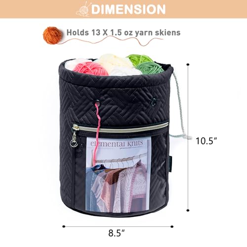 MYBAGZING Yarn Bag, Small Crochet Bag Organizer, Drawstring Yarn Storage Bags Yarn for Crocheting, Knitting Bag for Crochet Beginner,Yarn Holder, Yarn Bowl with Pocket for Crochet Accessories - Image 3