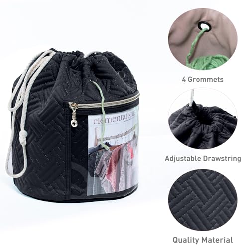 MYBAGZING Yarn Bag, Small Crochet Bag Organizer, Drawstring Yarn Storage Bags Yarn for Crocheting, Knitting Bag for Crochet Beginner,Yarn Holder, Yarn Bowl with Pocket for Crochet Accessories - Image 4