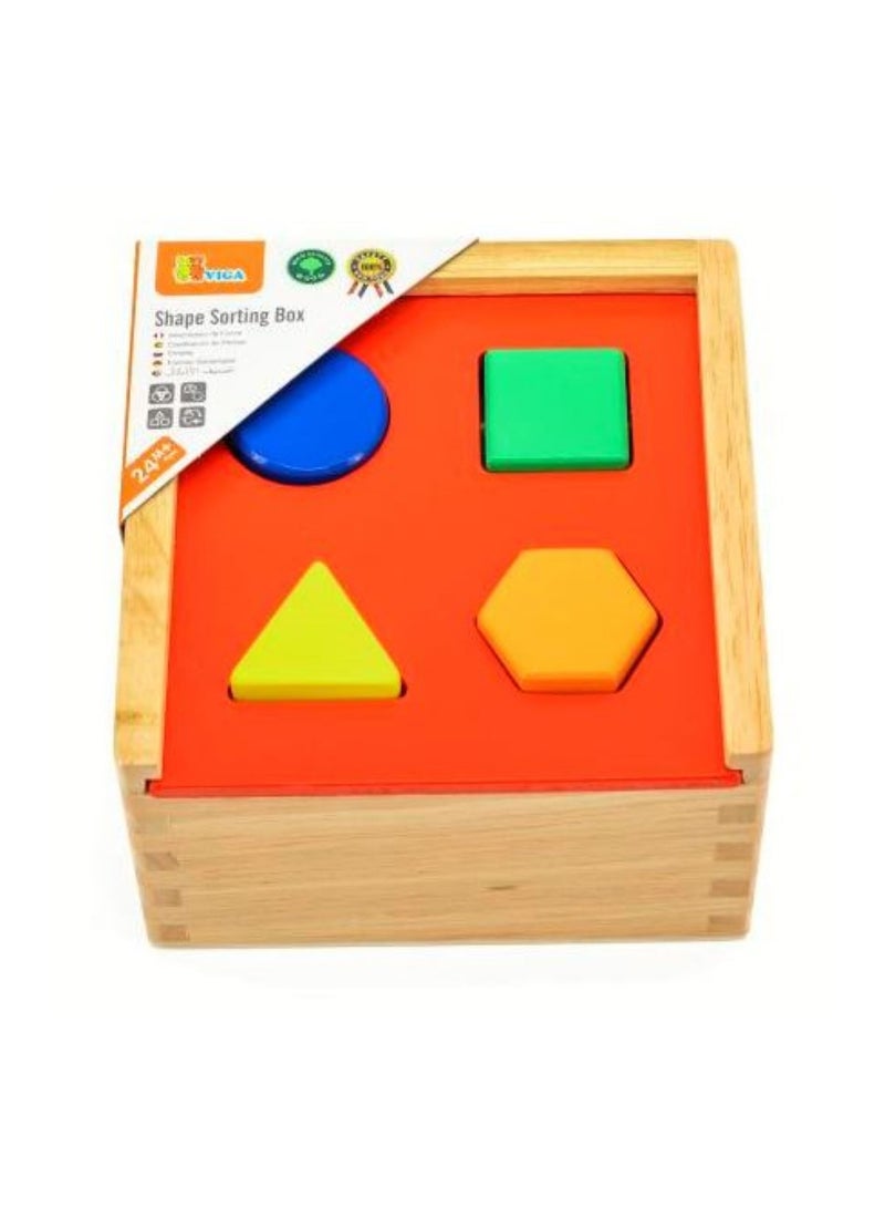 Wooden Shape Sorting Box Colorful Geometric Blocks for Early Learning & Fine Motor Skills Development, Ages 2+