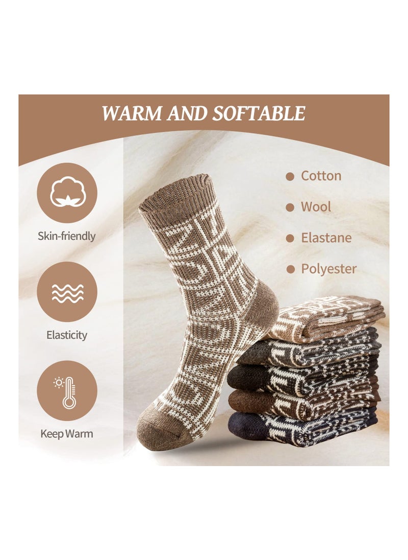 Excefore Men's Thermal Socks, 5 Pairs Thick Cotton Thermal Socks Men's Winter Soft Walking Hiking Socks Men's Heavyweight Comfort Boot Socks for Cold Weather UK 5-10  - Image 2