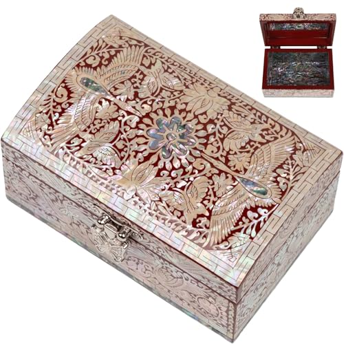 February Mountain Mother of Pearl Trinket Box - Vintage room decor Jewelry storage organizer Unique Gifts for Women who has everything Birthday Anniversary Wedding Christmas - Image 1