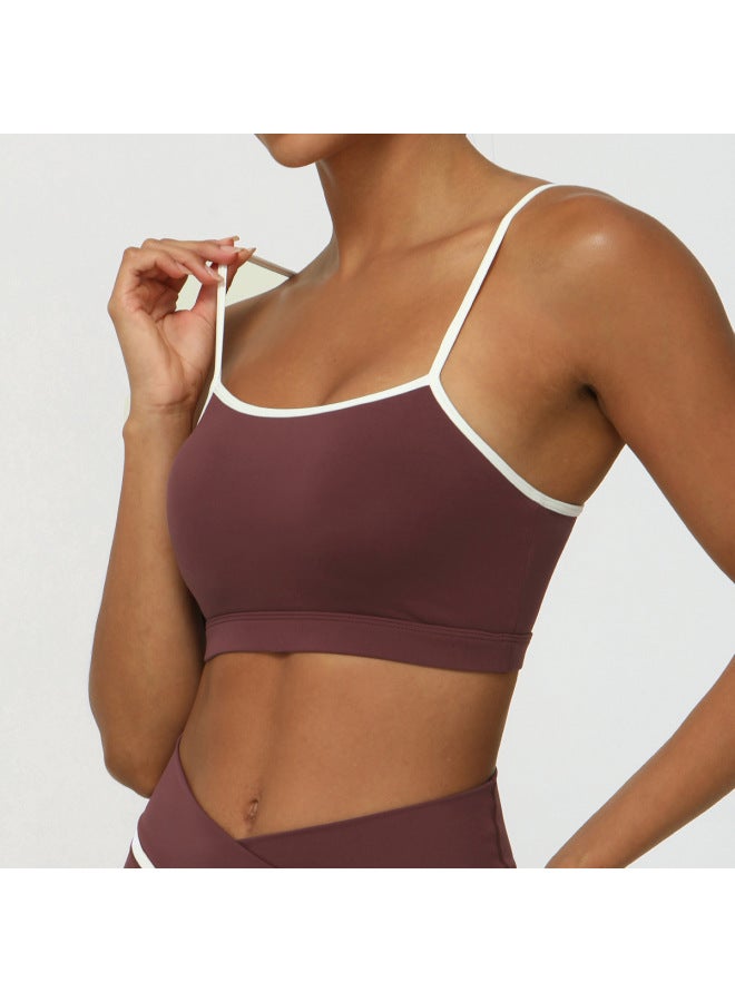 New Color-matching Naked Tape Yoga Bra Tight Summer Running Sports Underwear Shockproof Fitness Vest For Women