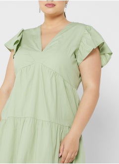 Vero Moda Curve Plunge Neck Tiered Dress  - Image 3