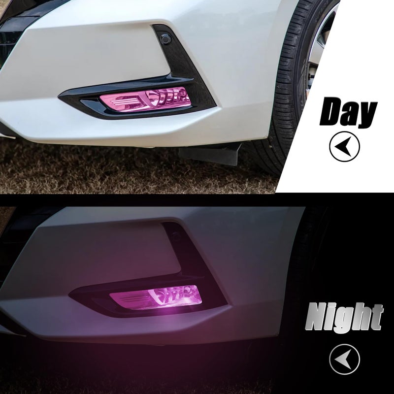 TOMALL Fog Light Vinyl Smoke Tint Films Compatible with Nissan Sentra XL 2020 2021 2022 Fog Lamp Light Transmission Stickers Self Adhesive Exterior Decoration Trim for Car (Pink) - Image 4