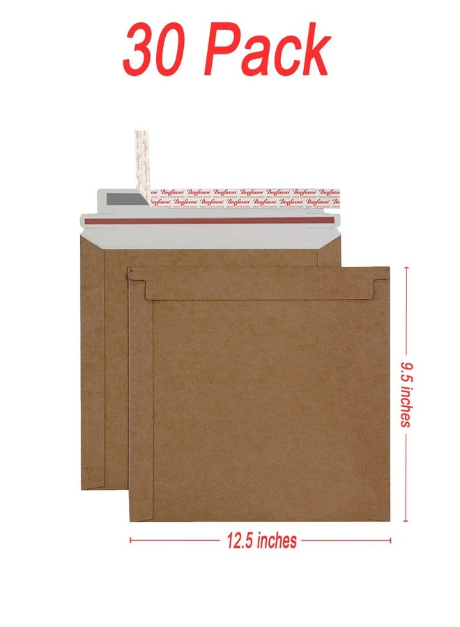 Bonfasvo Rigid Mailers 30 Pack 9.5 x 12.5 inches Brown Self Seal Stay Flat Bulk Cardboard Kraft No Bend Mailers Peel and Seal for Document Photos Pictures Papers Files CD - Image 2
